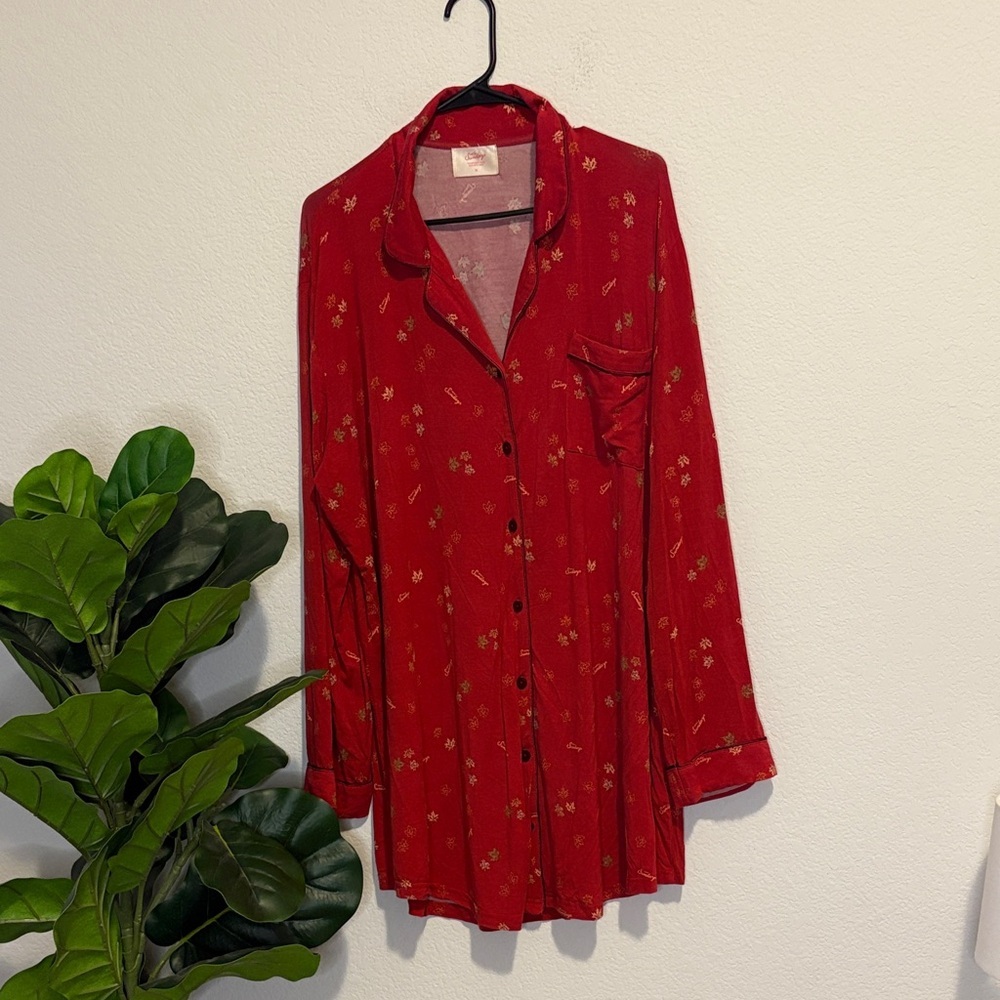 In my Sundays Red Pajama sleep shirt dress XL